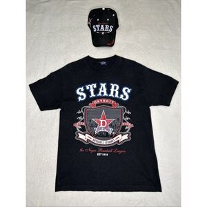 NLBM Vtg Detroit Stars League Baseball T Shirt (Large) and Cap #20
